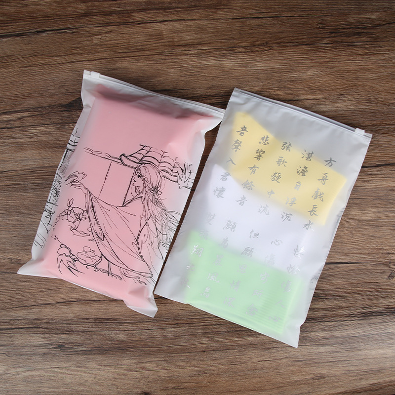 Bolsa de cremallera esmerilada bolsa de ropa transparente bolsa de ropa interior bolsa de embalaje de plástico PE sujetador camiseta bolsa de almacenamiento de autosellado