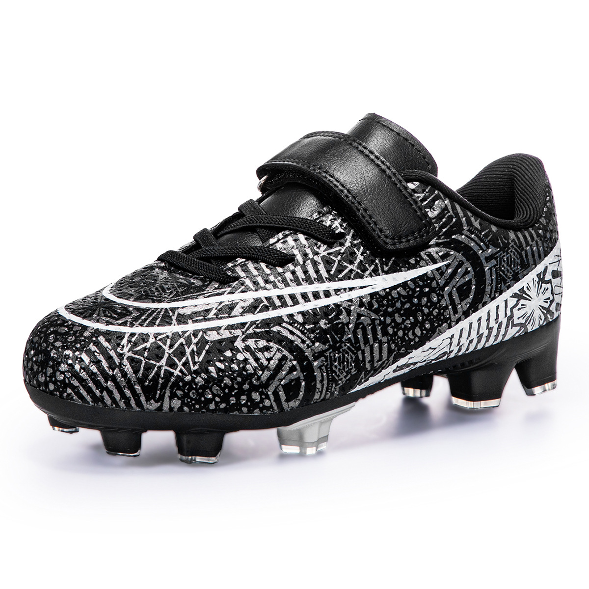 Zapatos de fútbol para niños con velcro bajo nuevo tipo de zapatos de entrenamiento transpirables para estudiantes profesionales en interiores y exteriores clavos cortos transfronterizos