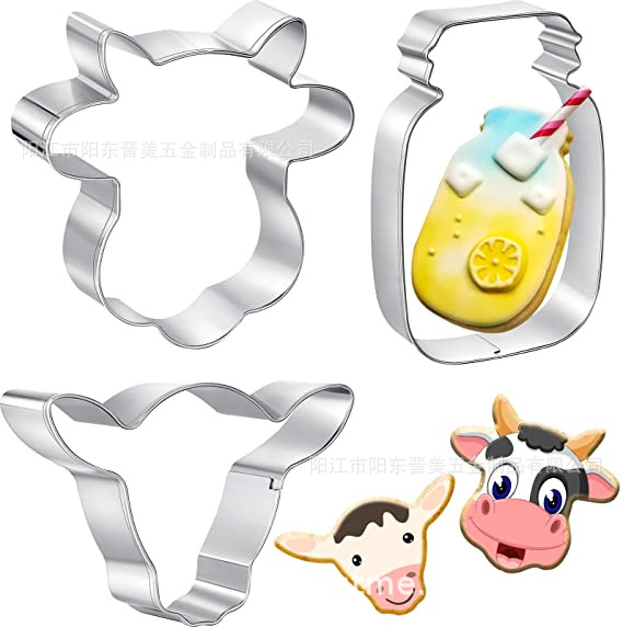 Cow Biscuit Mold Stainless Steel Cake Mold Baking Tools DIY Animal Fondant Cookie Impression Fruit Cutting Mold