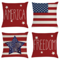 2024跨境美国独立日抱枕套我爱美国国旗五角星家居沙发靠枕靠垫
