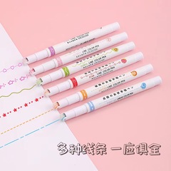 Internet celebrity creative flower-shaped curve pen student handbook highlighter quick-drying outline stroke key mark pen wholesale