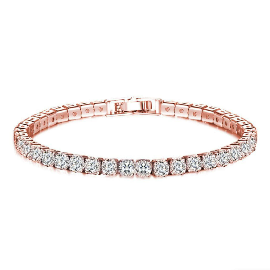 Hip Hop Round Stone Bracelet Single Row Diamond Bangle Jewellery_voghion.com