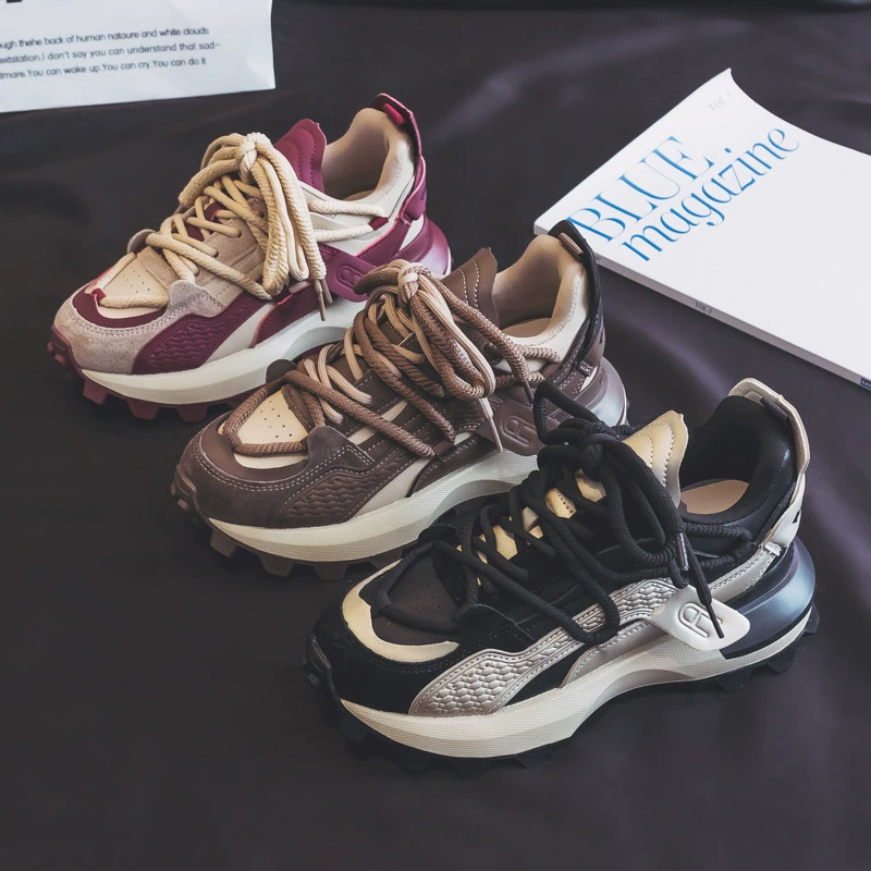Распродаж Street Fried Daddy Shoes для женщин 2024 новый модный бренд губчатый торт толстой подошвой легкие кроссовки повседневные обувь