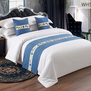 Hotel Homestay Bed End Towel Solid Color Jacquard Cotton Linen Bed Flag Model Room Bedding Decorative Cloth Grass Simple Light Luxury Bed Cover