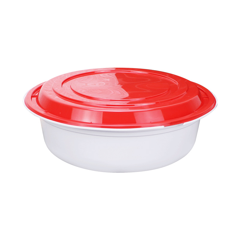 Caja de comidas desechable engrosada 2000ml tazón de sopa de pescado redondo enchufe cangrejo verduras picantes para llevar tazón de embalaje