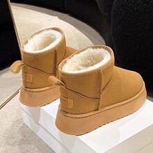 2025冬季雪地靴女简约短靴平底短筒靴子加厚加绒保暖棉靴学生