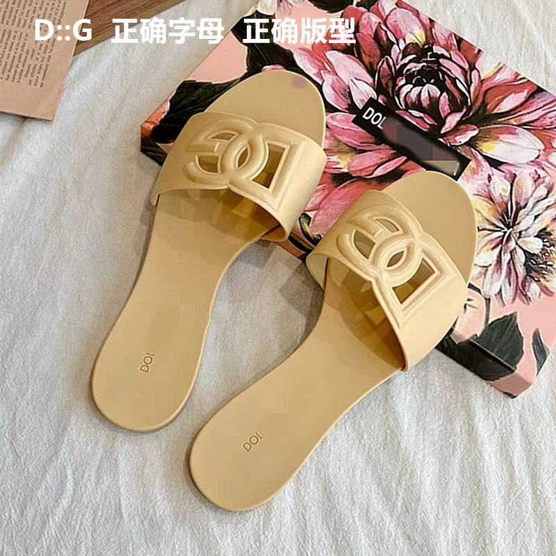 Cambodia Vietnam Turkey Dg Letter Hollow Waterproof Non-Slip Flat Open-Toe Slip-On Sandals 2025 Summer Trend