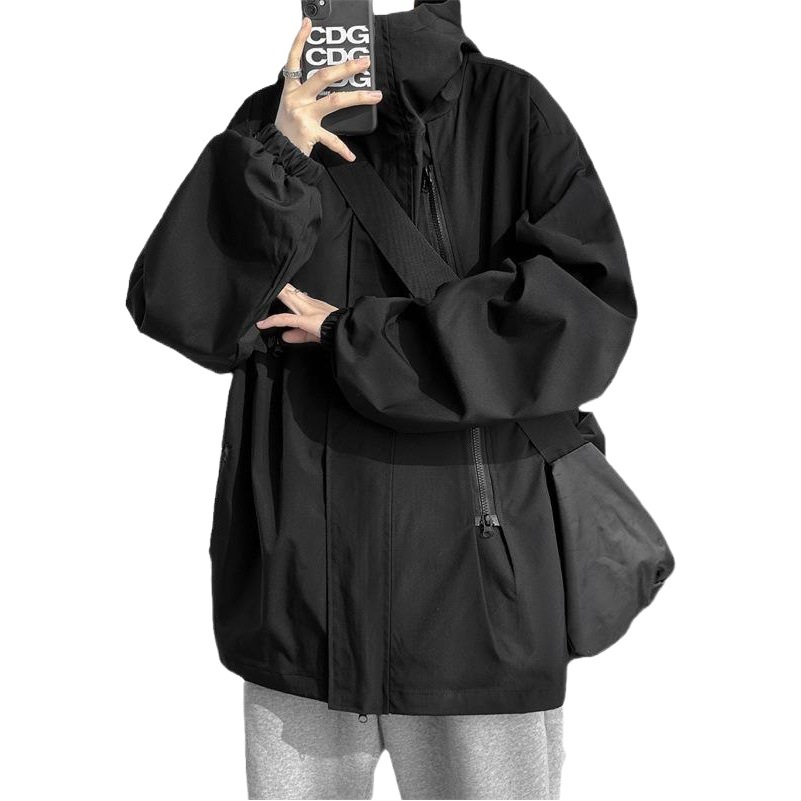 Guerrero negro marca de moda americana sangyan chaqueta de los hombres de primavera y otoño suelta al aire libre montañismo funcional chaqueta de trabajo