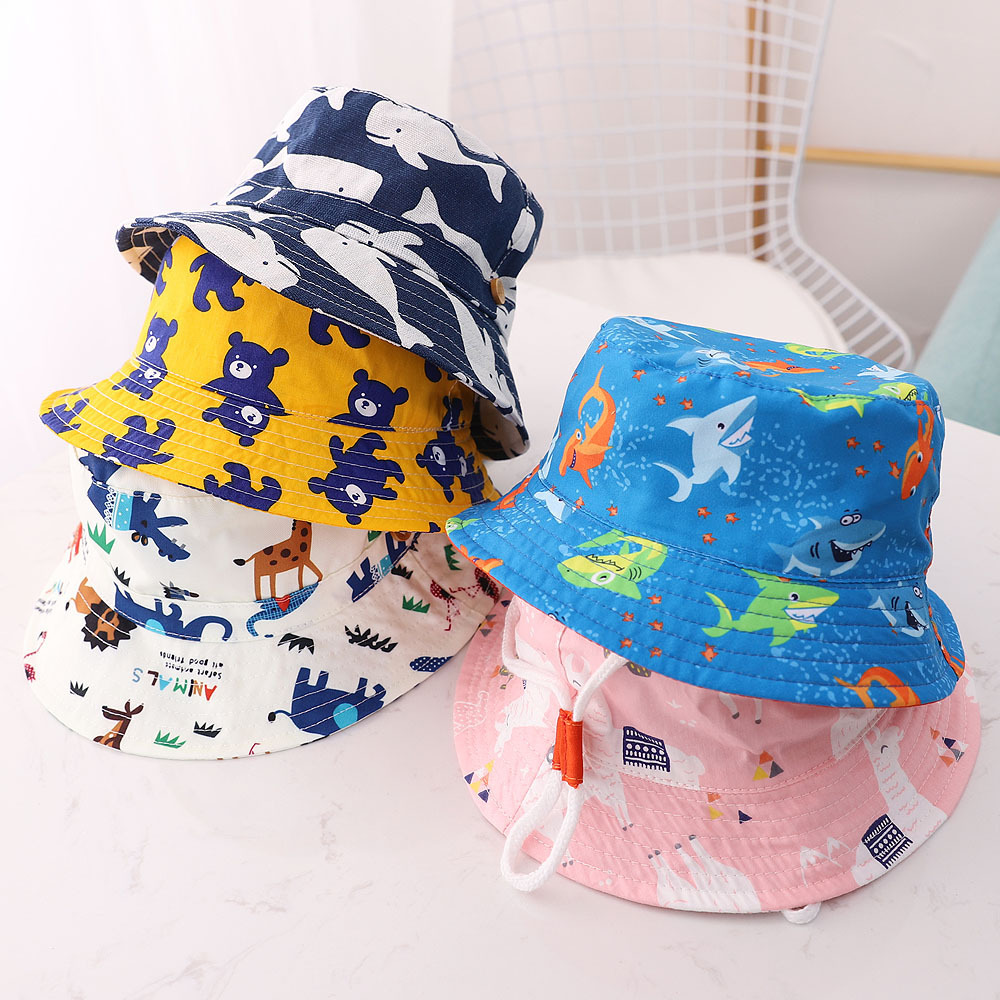 Unisex Cotton Baby Bucket Hat Spring Summer Animal Pattern_voghion.com