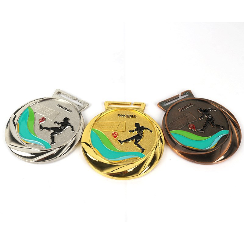 Fabricación de medallas de metal listado fútbol oro y plata juegos de cobre competencia medalla Medalla de Honor Premio Conmemorativo haciendo