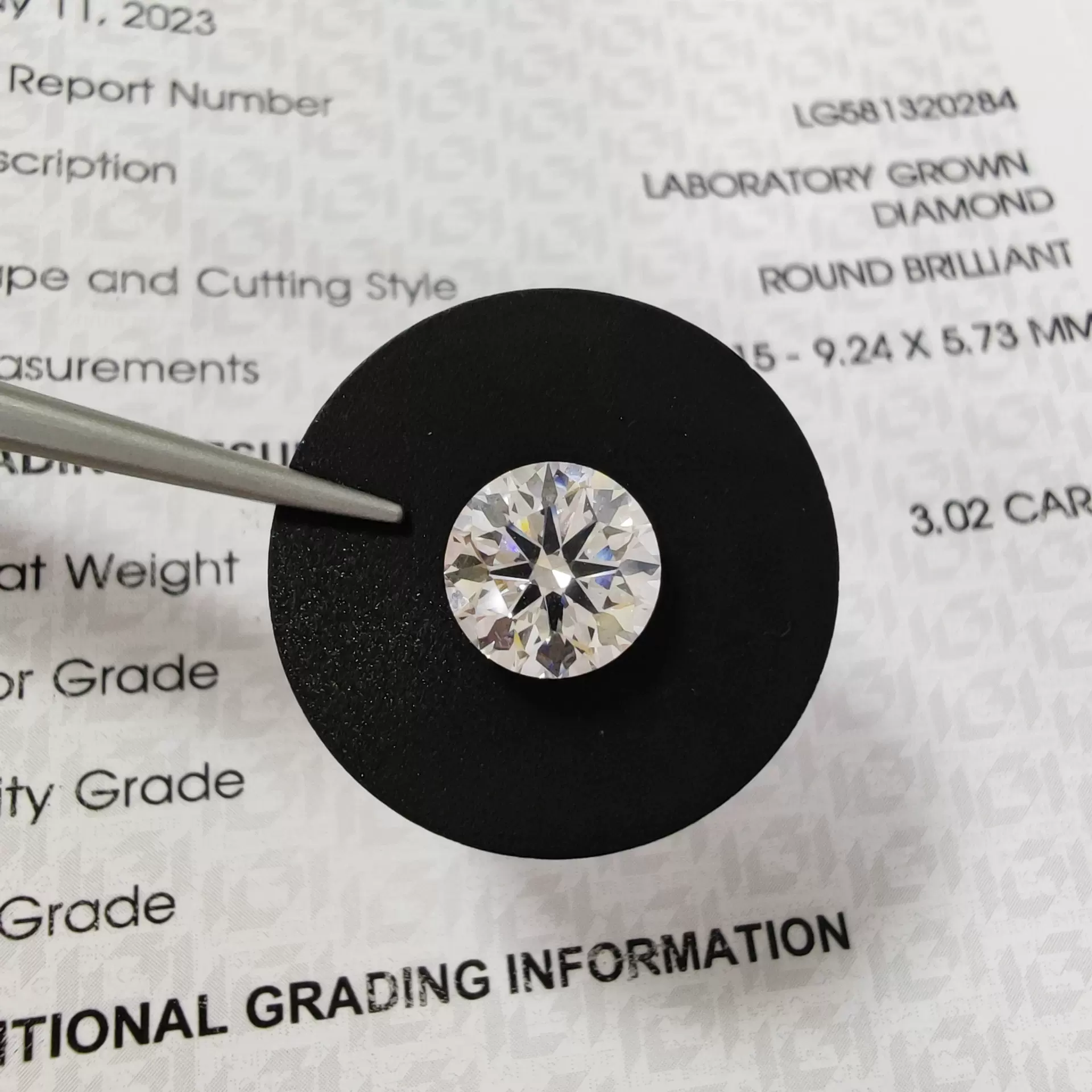 3克拉培育钻CVD/HPHT裸石钻戒婚戒耳钉项链戒指IGI培育钻石圆形