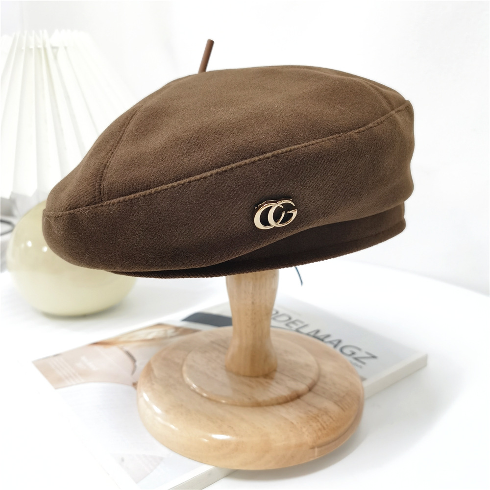 Korean woolen beret for autumn and winter, European and American simple CG, versatile octagonal hat, retro fashion, Chirp Chirp bud hat trend pic 5