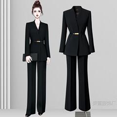 黑色收腰西装外套女2025新款轻奢气质名媛高级感通勤职业西服套装