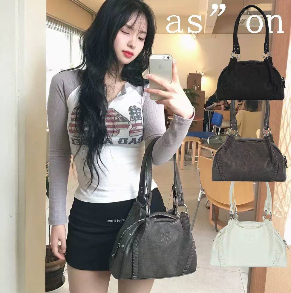 Korean Ason Hobo Bag For Women, Niche Retro Motorcycle Shoulder Bag, Large Capacity Underarm Handbag Tote - Thumbnail 4