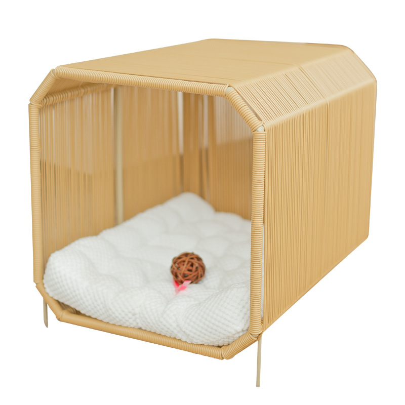 Entrega de una pieza otoño e invierno cálido transpirable gato nido ratán gato casa perrera cuatro estaciones universal semi-cerrado nido de mascotas