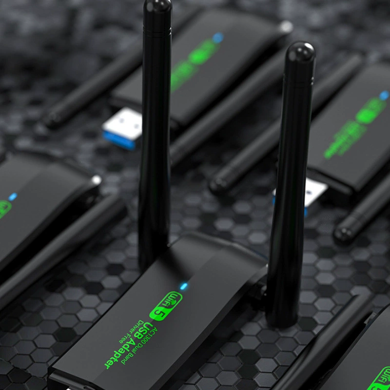 Бездрайверная 1300M двухдиапазонная USB беспроводная сетевая карта 5G гигабитный высокоскоростной Wi‑Fi для ноутбука и ПК