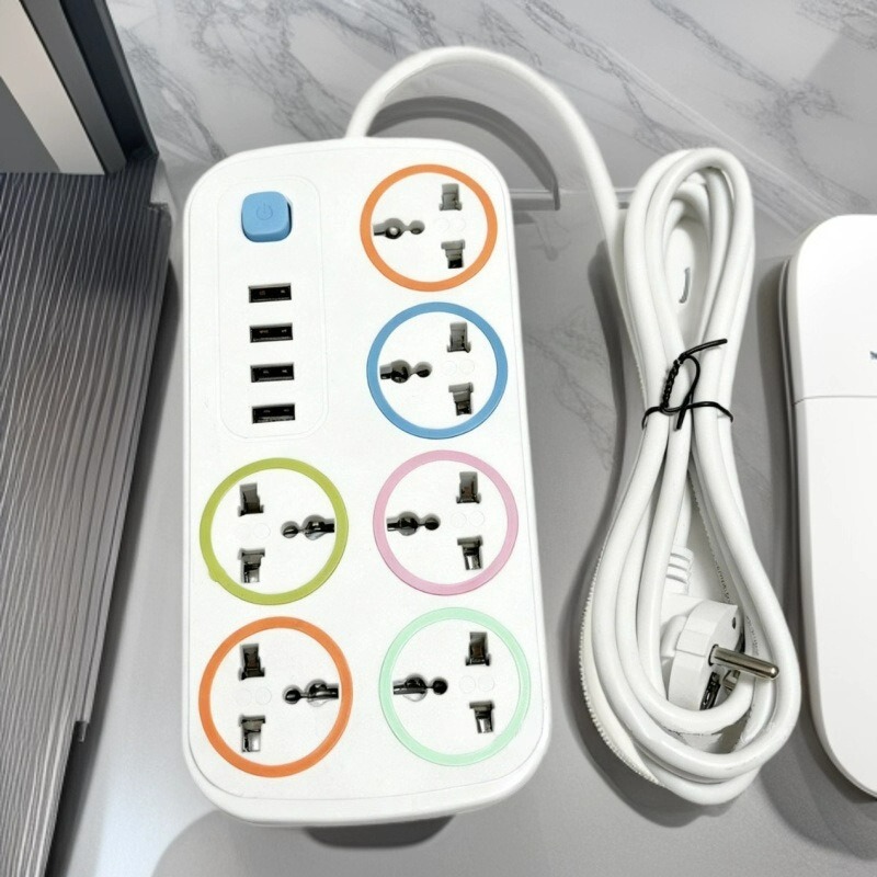 Popular Foreign Trade Power Strip Socket European-Style Universal Socket with Usb+C Port and Light, Hot-Selling Model in Africa