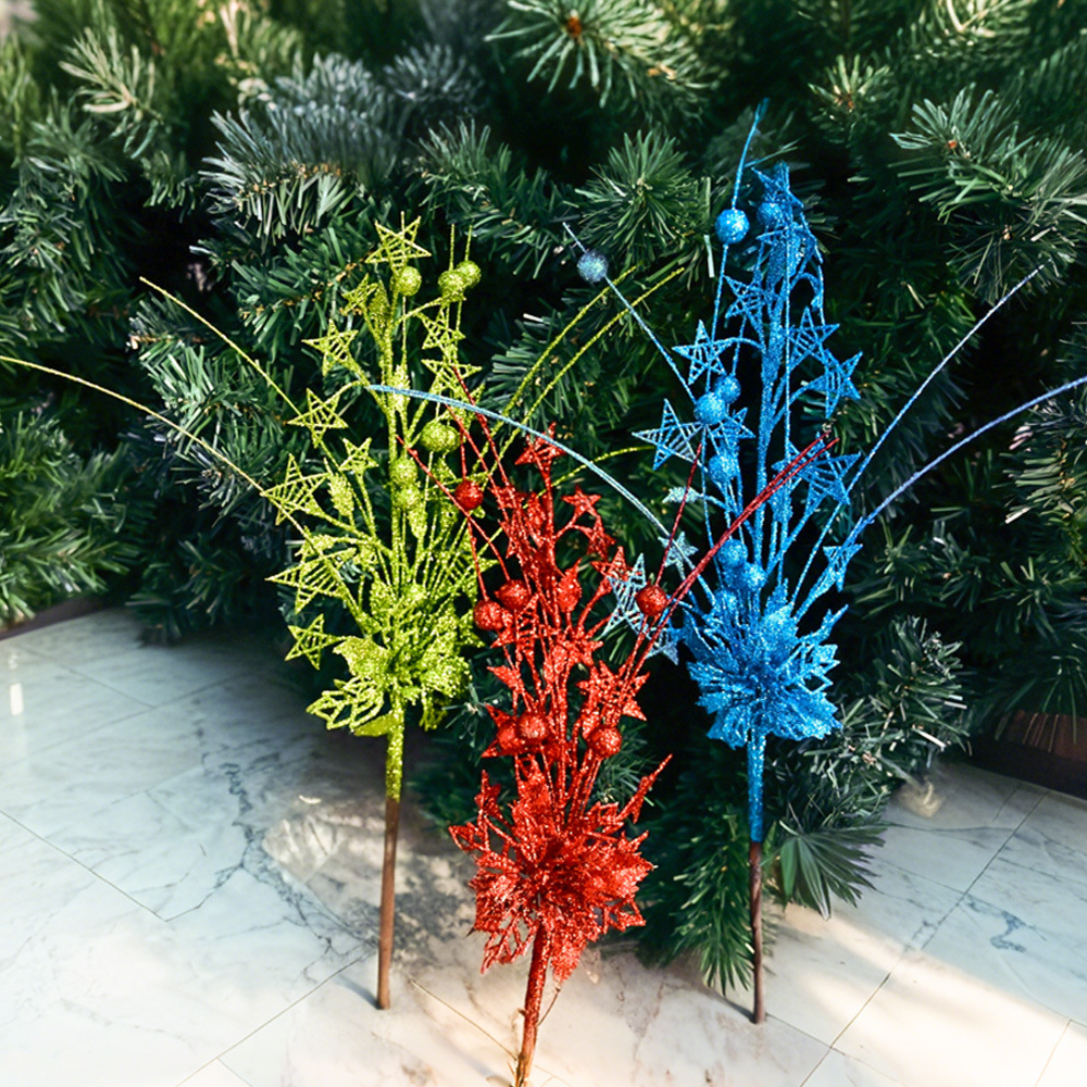 Estrellas huecas bayas flores navideñas transfronterizas festivas decoración de la fiesta atmósfera props hojas de navidad navidad