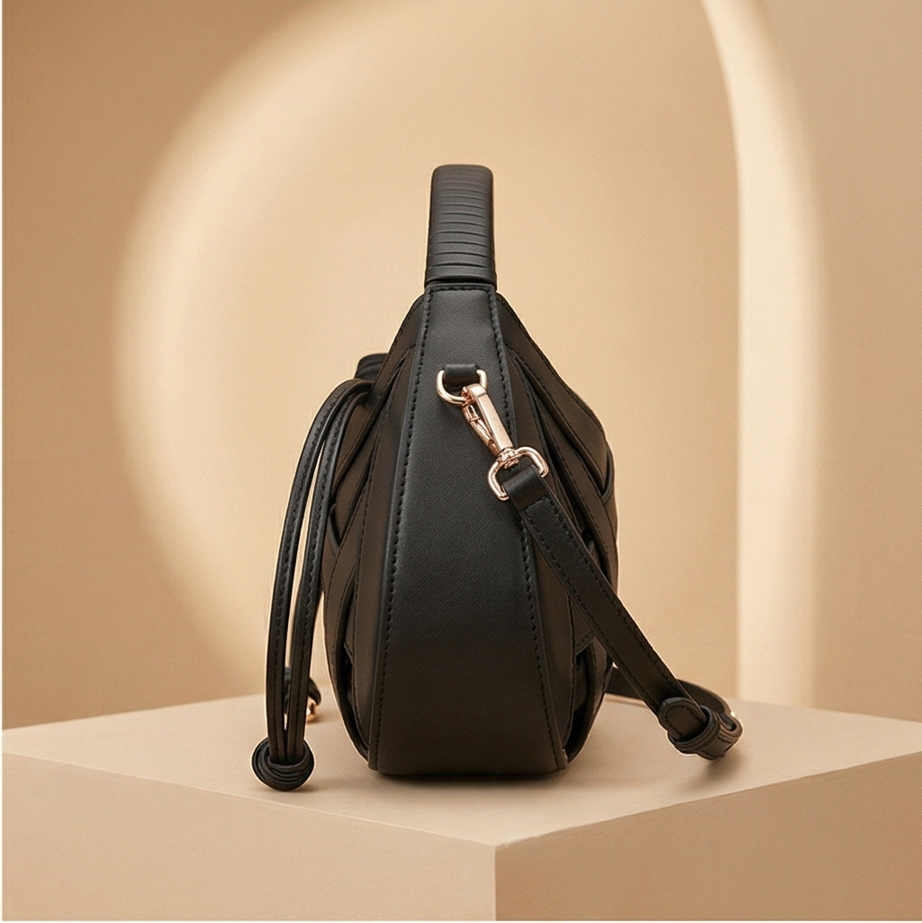 2026 Cross-Border Hot Sale Hollow Woven Underarm Bag Women's Light Luxury Niche Design Handbag Drawstring Half-Moon Bag - Thumbnail 3