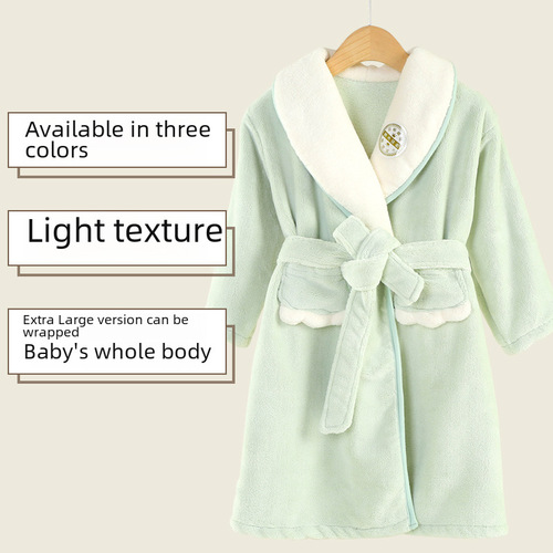 Autumn and Winter Kids' Homewear pajamas baby bathrobes fuzzy cartoon lined for big and medium children's robes