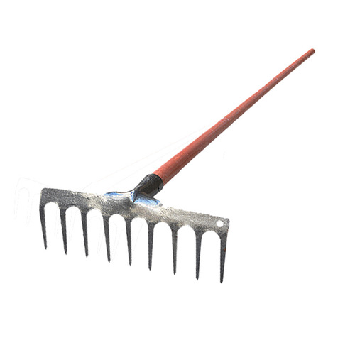 Nine-tooth nail rake for gardening and farming, growing vegetables, drying grain, plowing soil, handle nail rake, rake grass, loosen soil, agricultural tools, multi-functional wire rake