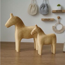 跨境木制兔子毛胚木马diy彩绘素材可爱动物摆件桌面装饰白胚粗胚