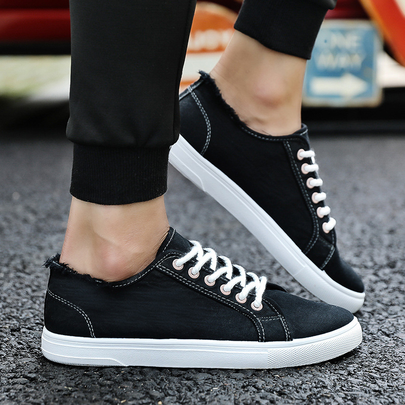 Four Seasons Wearing Youth Fashion Canvas Shoes Men's Korean-style Solid Color Lace-up White Shoes Men's Casual All-match Men's Shoes