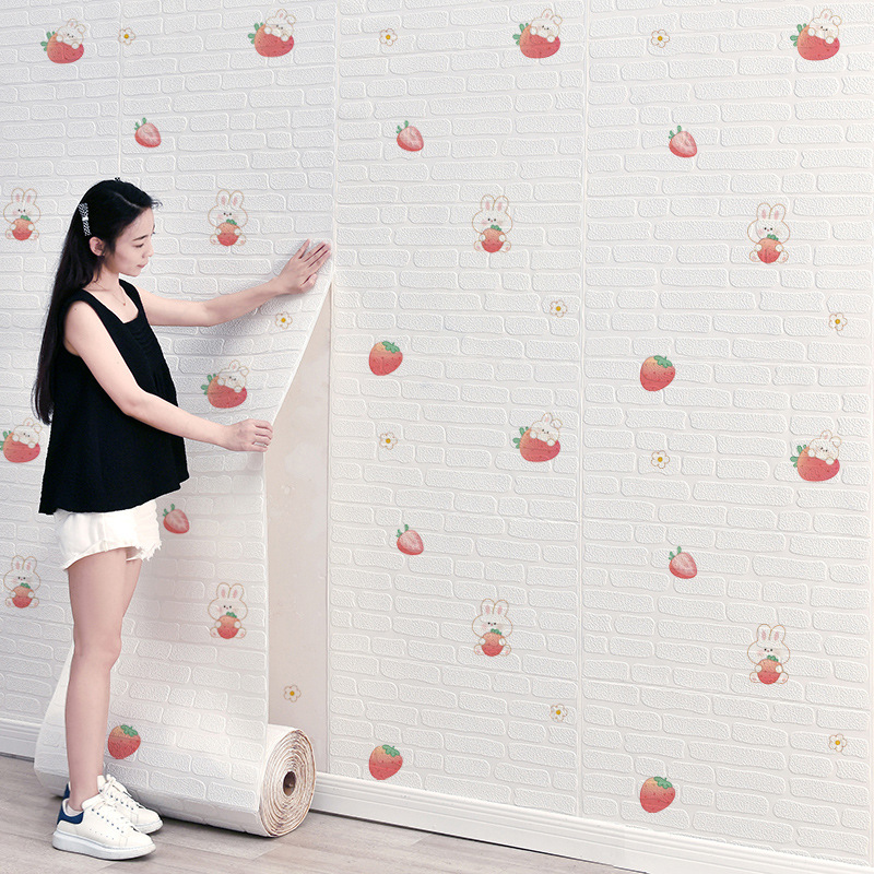 Wallpaper Self-Adhesive 3D Stereo Foam Brick Anti-Collision Wall Sticker Gray Wall Decoration Waterproof Home Sticker Bedroom Wallpaper