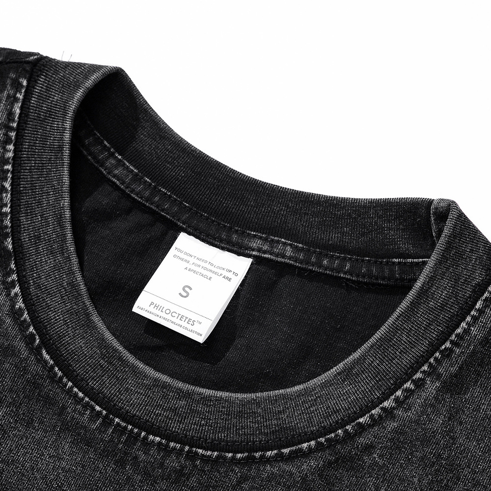 Diversión creativa gran lengua impresa camiseta lavada verano nueva marca de moda hip hop suelta manga corta Camiseta hombres marca de moda estilo americano