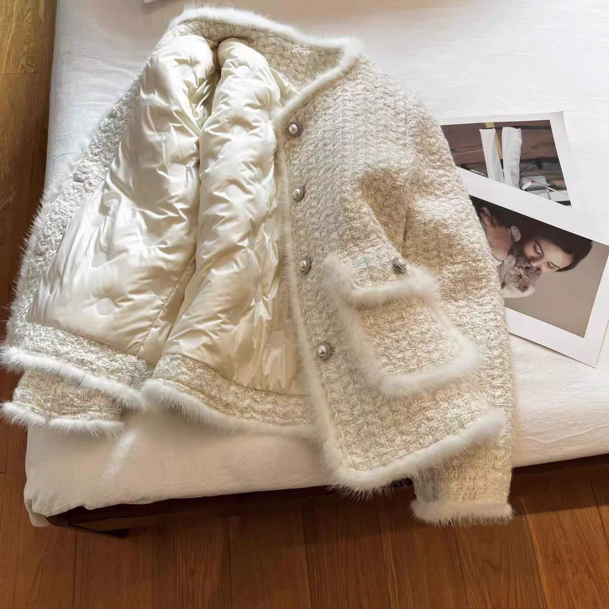 Демисезонная куртка, кардиган, французский стиль, стиль Chanel, увеличенная толщина