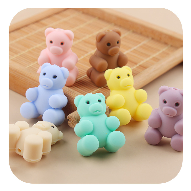 Productos creativos para bebés DIY animación osos de silicona joyería para bebés pezón cadena de dientes molares accesorios de pulsera de goma de diente