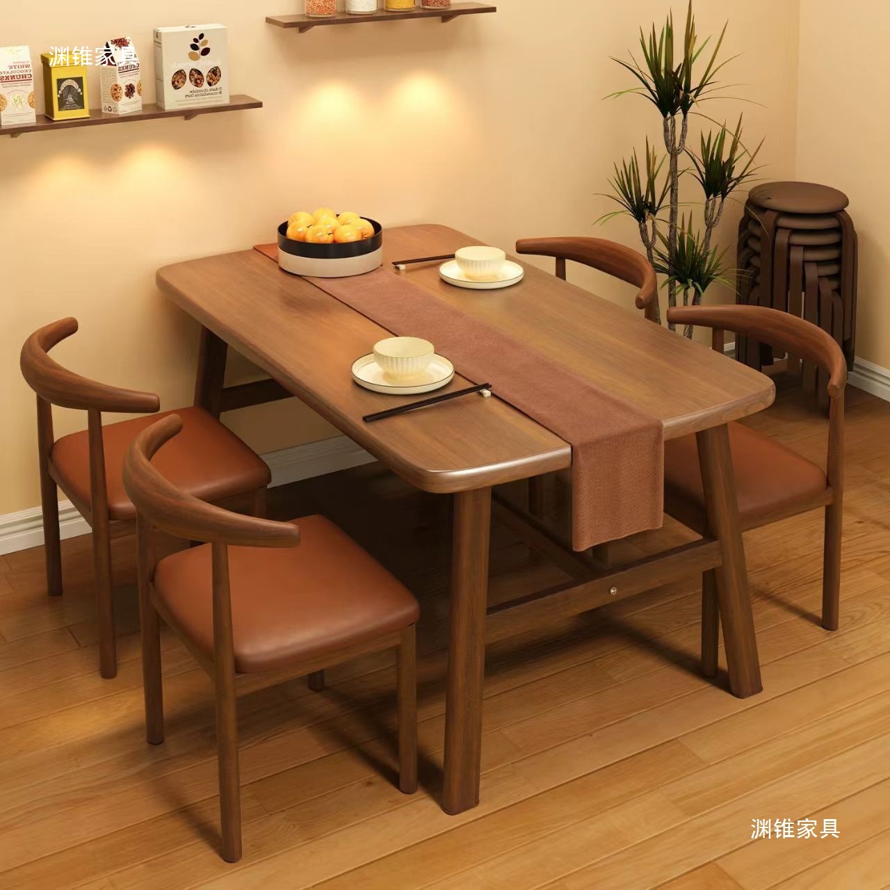 Dining Table for Home Use, Rectangular Rental House Dining Table, Modern Simple Light Luxury Dining Commercial Table and Chair Set