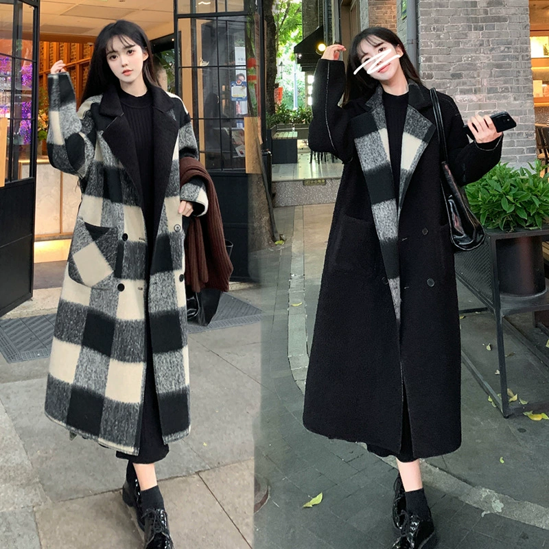 Весна и осень утолщенные шерстяные пальто с обеих сторон