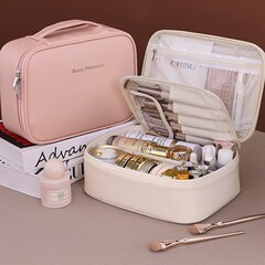 学生化妆包大容量便携外出高级感新款PU皮初学分层多层防水化妆箱