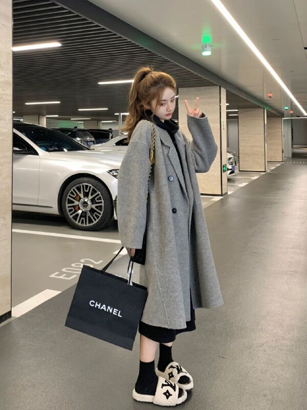 女性用ウールコート 2025 秋冬新作ハイエンド韓国スタイル小柄で超見栄えの良い気質厚いウールコート|undefined