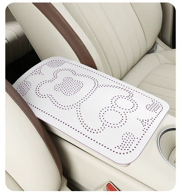 Armrest box pad – box pad - white-and-purple