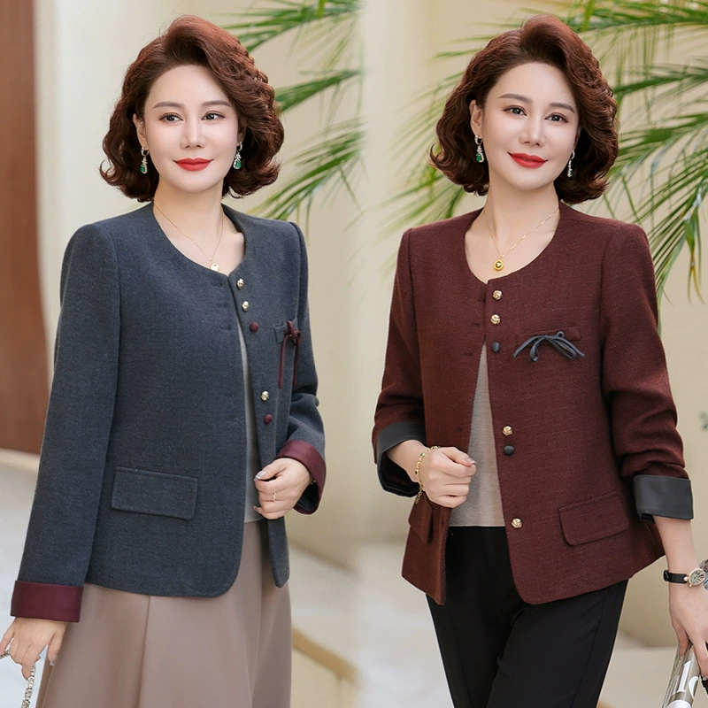 2025 Весна-Осень Новый Повседневный Свободный Свитер с Круглым Вырезом и Контрастными Цветами, Женский Кардиган с Маленьким Ароматом, Вязаный Кардиган с Круглым Вырезом для Женщин