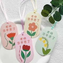 教師の日用の万能楕円形カード、花、ケーキデコレーション、吊り下げカード、花屋の花束吊り下げカード、記念品、祝福カード