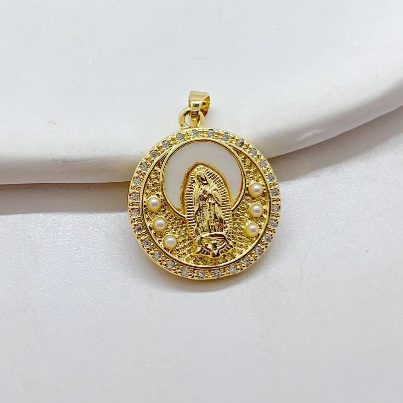5g Weight 1 Piece 18*25mm Copper Zircon Virgin Mary Pendant