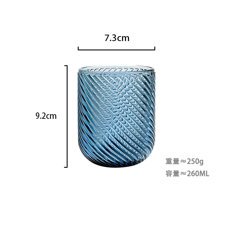 Fábrica al por mayor tazas de agua europeas tazas de vidrio de colores tazas de enjuague bucal de hotel tazas de jugo en relieve tazas de leche domésticas gruesas