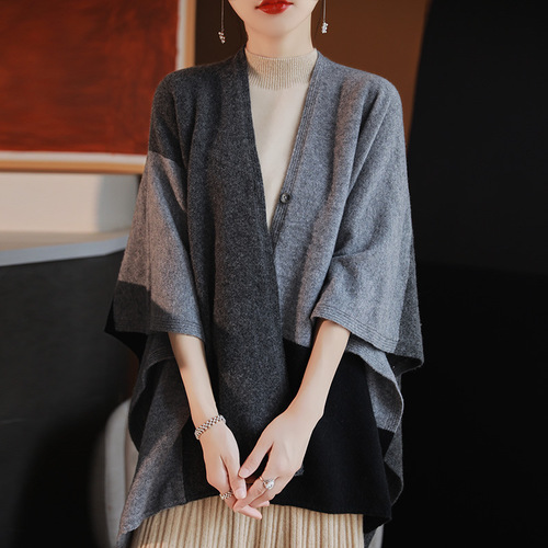 Manufacturer wholesale 100 Australian wool color matching large shawl for women  autumn and winter new warm cloak one piece drop shipping