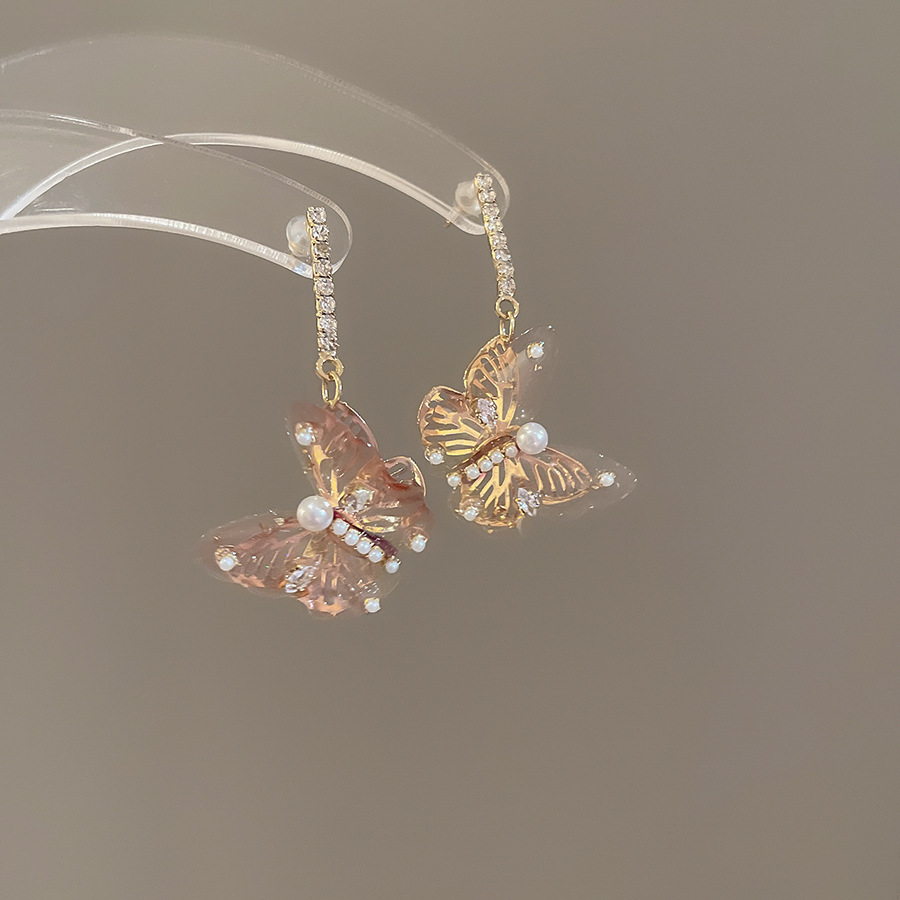 Pendientes de flores de color dopamina Pendientes dulces y frescos de primavera y verano Pendientes pequeños y elegantes de alta gama para mujer