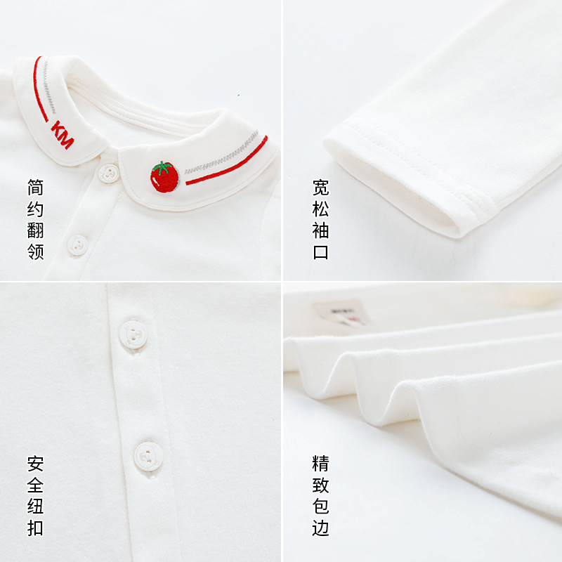 Camisetas de manga larga blancas para niños de otoño, camisetas de manga larga para niñas, camisas con cuello estilo coreano para bebés, cárdigans de algodón, ropa infantil estilo coreano