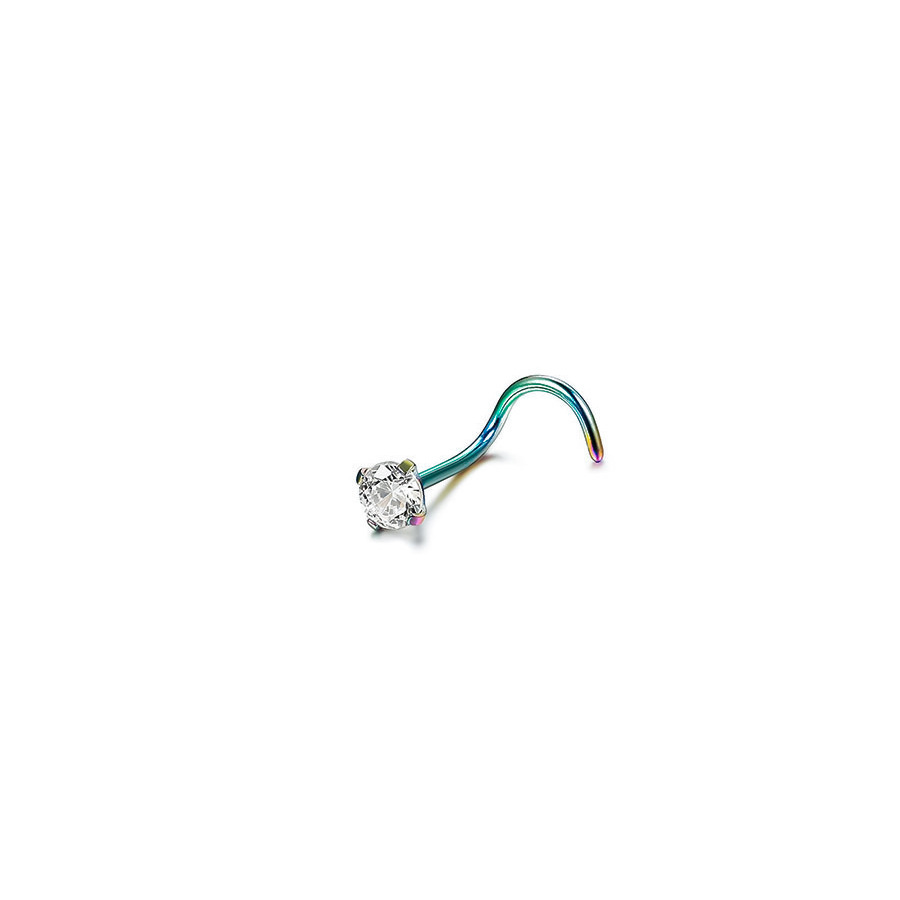 Piercing al naso a perno curvo in acciaio inossidabile 316L, rotondo, quadrato, con zircone, spessore 0,8 mm_voghion.com