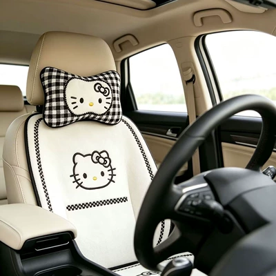 Creative In-Car Neck Pillow, Car Headrest - black-plaid-kt-headrest