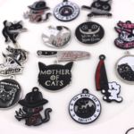 创意欧美风可爱黑猫匕首合金滴油DIY 搞怪首饰挂件钥匙扣吊坠配饰