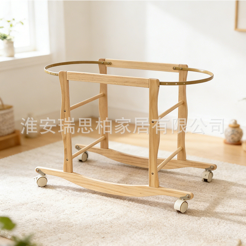 Newborn baby sleep-soothing cradle stand, movable solid wood baby cradle stand, can swing, cross-border factory wholesale