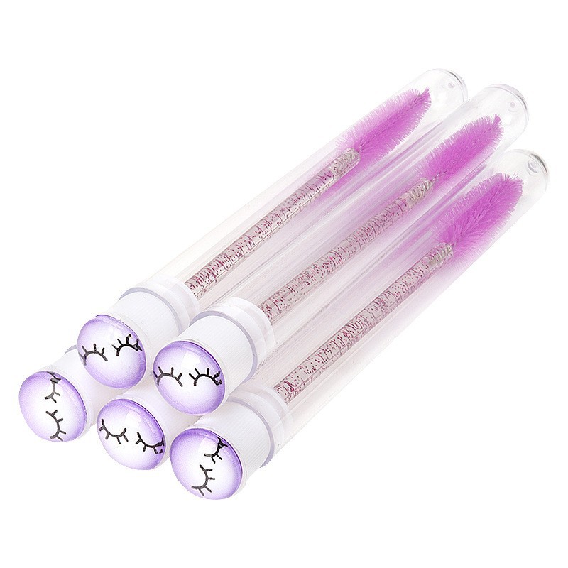 Cepillo para pestañas con tubo perforado, cepillo para pestañas desechable con varilla de cristal, peine para cejas, cepillo para pestañas portátil para maquillaje
