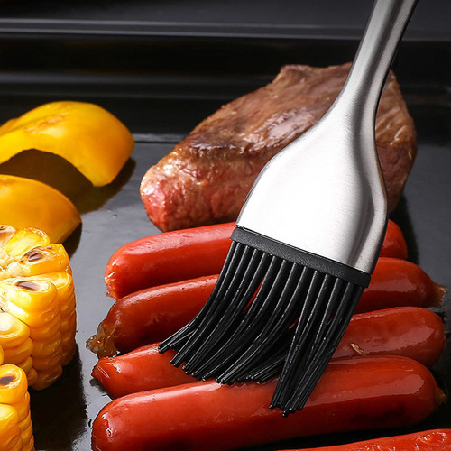 Stainless steel hollow handle silicone brush brush high temperature resistant barbecue oil brush kitchen cake baking cream brush