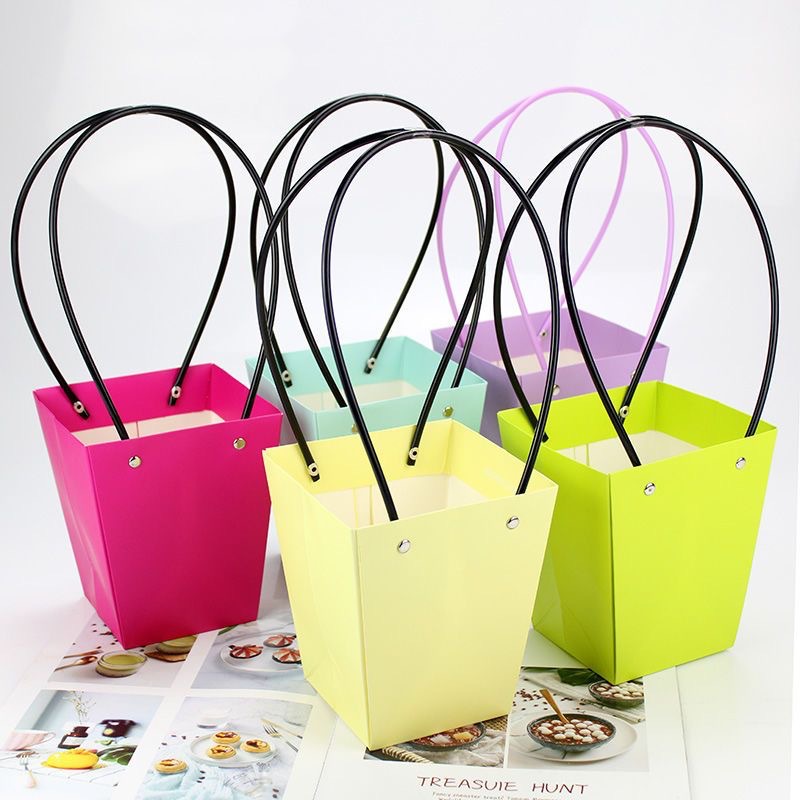 Caja de Flores Trapezoidal Cuadrada para Macarons, Bolsa de Regalo Tipo Bolso